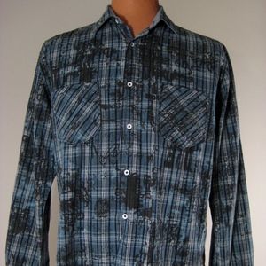 Arnold Zimberg Blue Print Shirt * LARGE